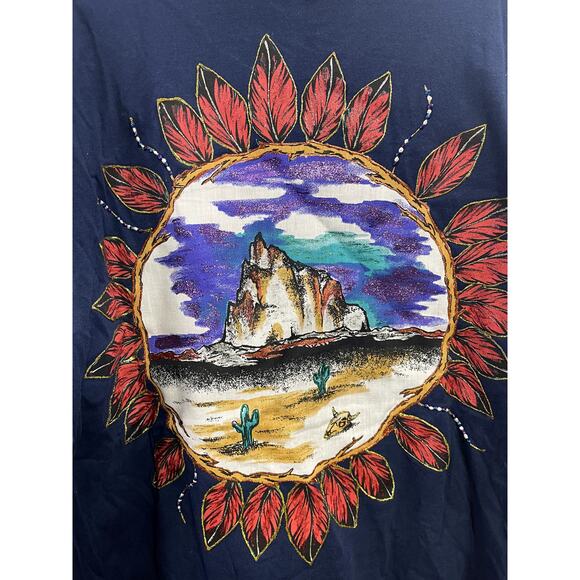 Vintage Single Stitch Navy Moccasin and Desert Hand Painted Tee Shirt Size‎ XL - Picture 6 of 8